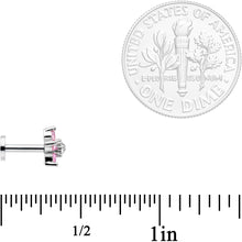 Load image into Gallery viewer, 16G 1/4 Clear Pink CZ Gem Star Internally Threaded Labret Tragus
