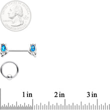 Load image into Gallery viewer, 14G 7/16 1/2 Aqua Gem Flowers BCR Barbell Nipple Ring Set of 4
