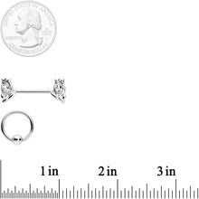 Load image into Gallery viewer, 14G 7/16 1/2 Clear Gem Flowers BCR Barbell Nipple Ring Set of 4
