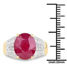 Load image into Gallery viewer, 14K Yellow Gold Plated 5.49 Carat Glass Filled Ruby and White Topaz .925 Sterling Silver Ring
