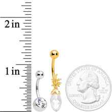 Load image into Gallery viewer, Clear Gem Gold Tone Pineapple Belly Ring Set of 4  Bonus Pack
