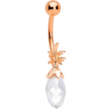 Load image into Gallery viewer, Clear Gem Rose Gold Tone Pineapple Belly Ring Set of 4  Bonus Pack
