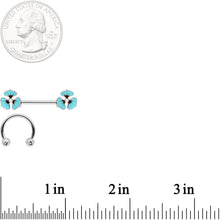 Load image into Gallery viewer, 14G Clear Gem Blue Flower Horseshoe Barbell Nipple Ring Set of 4
