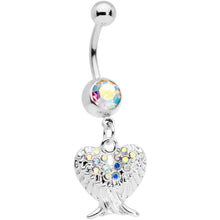 Load image into Gallery viewer, Aurora Gem White Faux Opal Angel Wings Belly Ring Set of 3
