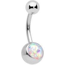 Load image into Gallery viewer, Aurora Gem White Faux Opal Angel Wings Belly Ring Set of 3
