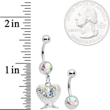 Load image into Gallery viewer, Aurora Gem White Faux Opal Angel Wings Belly Ring Set of 3
