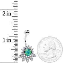 Load image into Gallery viewer, Clear CZ Gem Green Faux Opal Diadem Belly Ring
