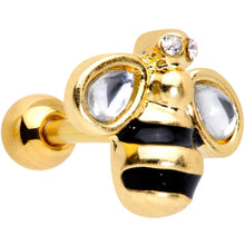 Load image into Gallery viewer, 16G 1/4 Clear Gem Gold Tone Bling Bumblebee Cartilage Tragus

