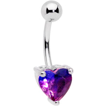 Load image into Gallery viewer, Purple Blue Gem Faceted Valentines Day Heart Belly Ring
