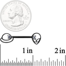 Load image into Gallery viewer, 14G 9/16 Clear CZ Gem Black Saturn Alien Barbell Nipple Ring Set
