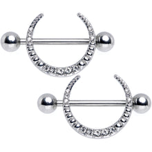 将图片加载到图库查看器，14G 9/16 Clear Gem Sliver Crescent Moon Nipple Shield Set
