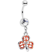 将图片加载到图库查看器，Clear Gem Red St Patricks Day Shamrock Dangle Belly Ring
