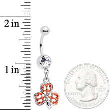 将图片加载到图库查看器，Clear Gem Red St Patricks Day Shamrock Dangle Belly Ring
