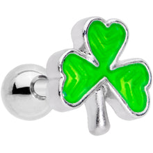 Load image into Gallery viewer, 16G 1/4 Green St Patricks Day Shamrock Cartilage Tragus Earring
