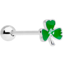 Load image into Gallery viewer, Green St Patricks Day Lucky Shamrock Barbell Tongue Ring
