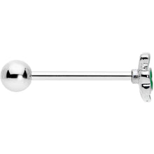 Load image into Gallery viewer, Green St Patricks Day Lucky Shamrock Barbell Tongue Ring
