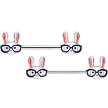 将图片加载到图库查看器，14G 5/8 Nerdy Easter Bunny Barbell Nipple Ring Set
