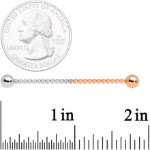 将图片加载到图库查看器，14G Rose Gold Tone Steel Two Tone Twisted Industrial Barbell 38mm
