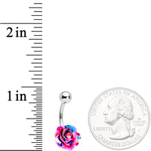 Load image into Gallery viewer, Clear Gem Multicolor Three Dimensional Flower Belly Ring Set of 3
