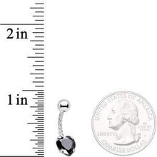Load image into Gallery viewer, Black CZ Gem Lonely Valentine Heart Twisted Belly Ring
