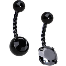 将图片加载到图库查看器，Black Gem Black Totally Twisted Belly Ring Set of 2
