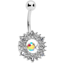 将图片加载到图库查看器，Clear Aurora Dangle Gem Sunburst Belly Ring
