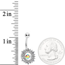 将图片加载到图库查看器，Clear Aurora Dangle Gem Sunburst Belly Ring
