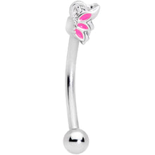 Load image into Gallery viewer, 16G 3/8 Pink Butterfly Wing Curved Eyebrow Ring
