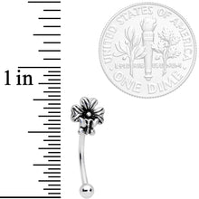 Load image into Gallery viewer, 16G 3/8 Perching Butterfly Clover Curved Eyebrow Ring
