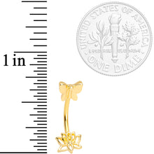 Load image into Gallery viewer, 16G 3/8 Gold Tone Loopy Lotus Flower Butterfly Curved Eyebrow Ring
