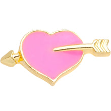 Load image into Gallery viewer, 16G 1/4 Gold Tone Sweet Pink Sweetheart Cartilage Earring

