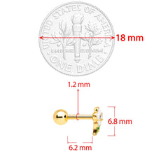 Load image into Gallery viewer, 16G 1/4 Clear Gem Gold Tone White Flower Cartilage Earring
