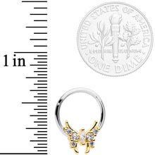 将图片加载到图库查看器，16G 3/8 Clear CZ Gold Tone Butterfly Hinged Segment Ring
