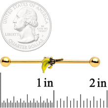 Load image into Gallery viewer, 14G Gold Tone Banana Peel Gun Industrial Barbell 38mm

