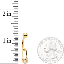 Load image into Gallery viewer, Clear CZ Gem Gold Tone Not Quite Punk Rock Safety Pin Belly Ring
