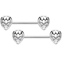 将图片加载到图库查看器，14G 9/16 Clear CZ Openwork Alien Barbell Nipple Ring Set
