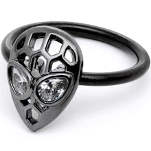 Load image into Gallery viewer, 16G 3/8 Clear CZ Gem Black Openwork Alien Hinged Segment Ring
