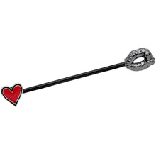 Load image into Gallery viewer, 14G Red Heart Black Kiss of Death Industrial Barbell 38mm
