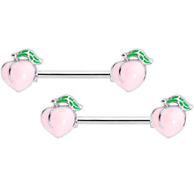 Load image into Gallery viewer, 14G 9/16 Sweet Sweet Peach Barbell Nipple Ring Set
