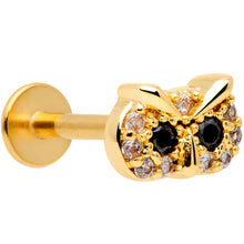 Load image into Gallery viewer, 16G 5/16 Clear CZ Gem Gold Tone Wise Owl Labret Monroe Tragus

