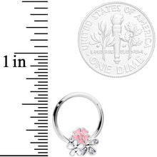 Load image into Gallery viewer, 16G 3/8 Clear CZ Gem Pink White Bouquet Hinged Segment Ring
