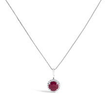 Load image into Gallery viewer, 10K White Gold Purple Amethyst and 1/10 Cttw Diamond Accent Halo Pendant Necklace
