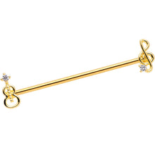 Load image into Gallery viewer, 14G Clear CZ Gem Gold Tone Guitar Music Industrial Barbell 38mm

