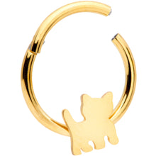 将图片加载到图库查看器，16G 3/8 Gold Tone Kitty Cat Hinged Segment Ring
