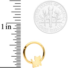 将图片加载到图库查看器，16G 3/8 Gold Tone Kitty Cat Hinged Segment Ring
