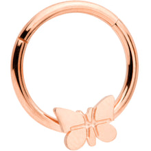 Load image into Gallery viewer, 16G 3/8 Rose Gold Tone Spring Butterfly Hinged Segment Ring
