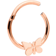 Load image into Gallery viewer, 16G 3/8 Rose Gold Tone Spring Butterfly Hinged Segment Ring

