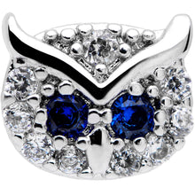 Load image into Gallery viewer, 16G 5/16 Blue Clear CZ Gem Wise Owl Labret Moroe Tragus
