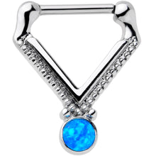 Load image into Gallery viewer, 16G 5/16 Blue Faux Opal V Shape Septum Clicker
