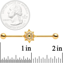 Load image into Gallery viewer, 14G Clear CZ Gold Tone Elegant Industrial Barbell 38mm
